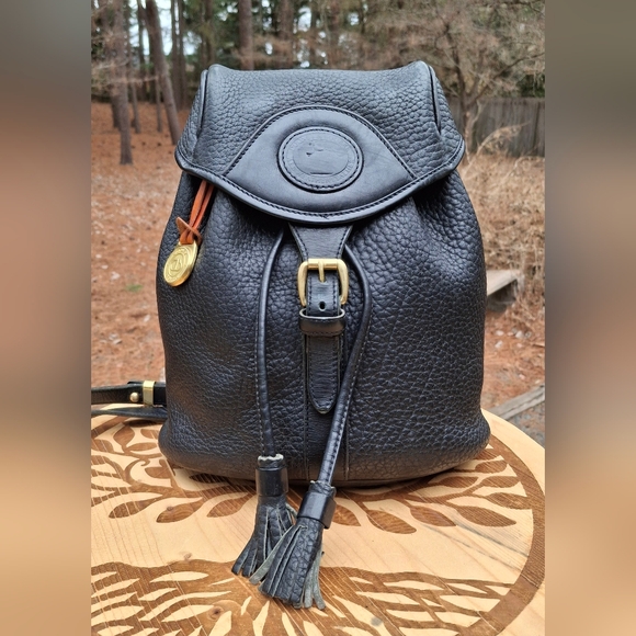 Vintage Dooney & Bourke Black AWL Pebbled Leather Mini Canyon Backpack - Picture 2 of 14